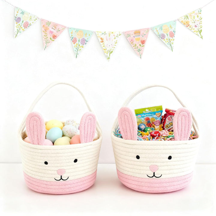 Osterkorb, Osterhasenkorb mit Griff, Osterkörbe für Kinder, Baby-Geschenkkorb, Eiereimer, Geschenke,