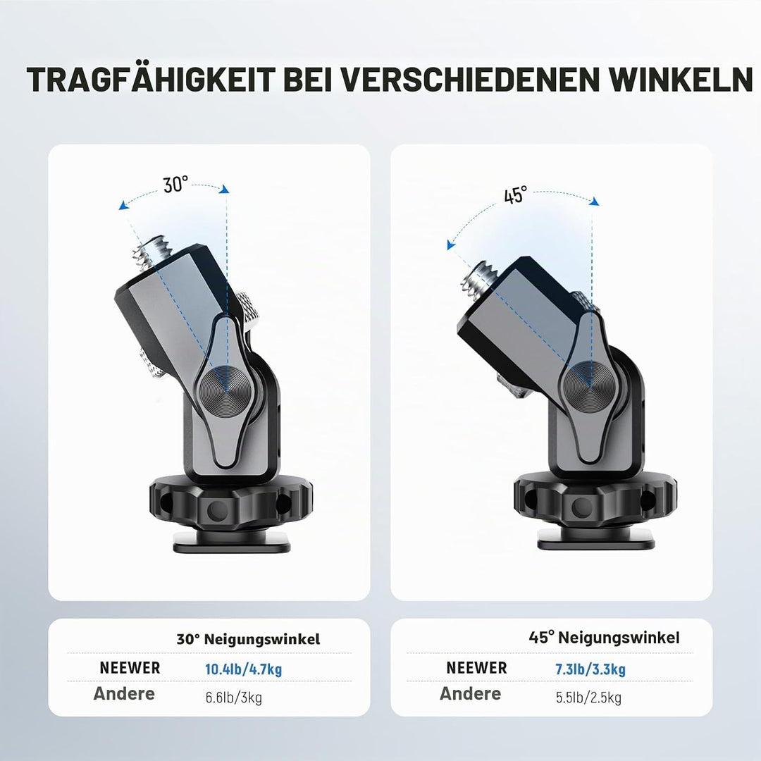 NEEWER Feldmonitorhalterung mit Cold Shoe,1/4" Schraube für 5" &amp; 7" Kamera Monitor Mount, 360° drehb