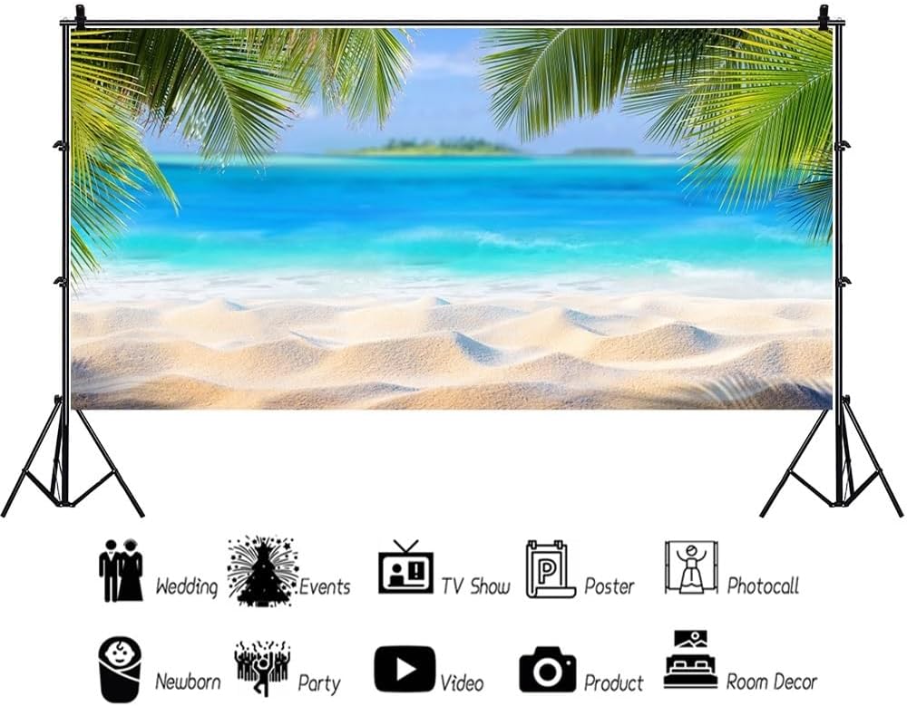 Renaiss 6x3m Hawaii Ozean Sandstrand Hintergrund Tropische Küste Palmen Naturfotografie Hintergrund