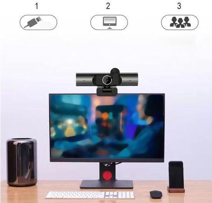 2K 30fps Autofokus-Webcam mit Rauschunterdrückungsmikrofon und HiFi-Lautsprecher, Plug-and-Play-PC-K