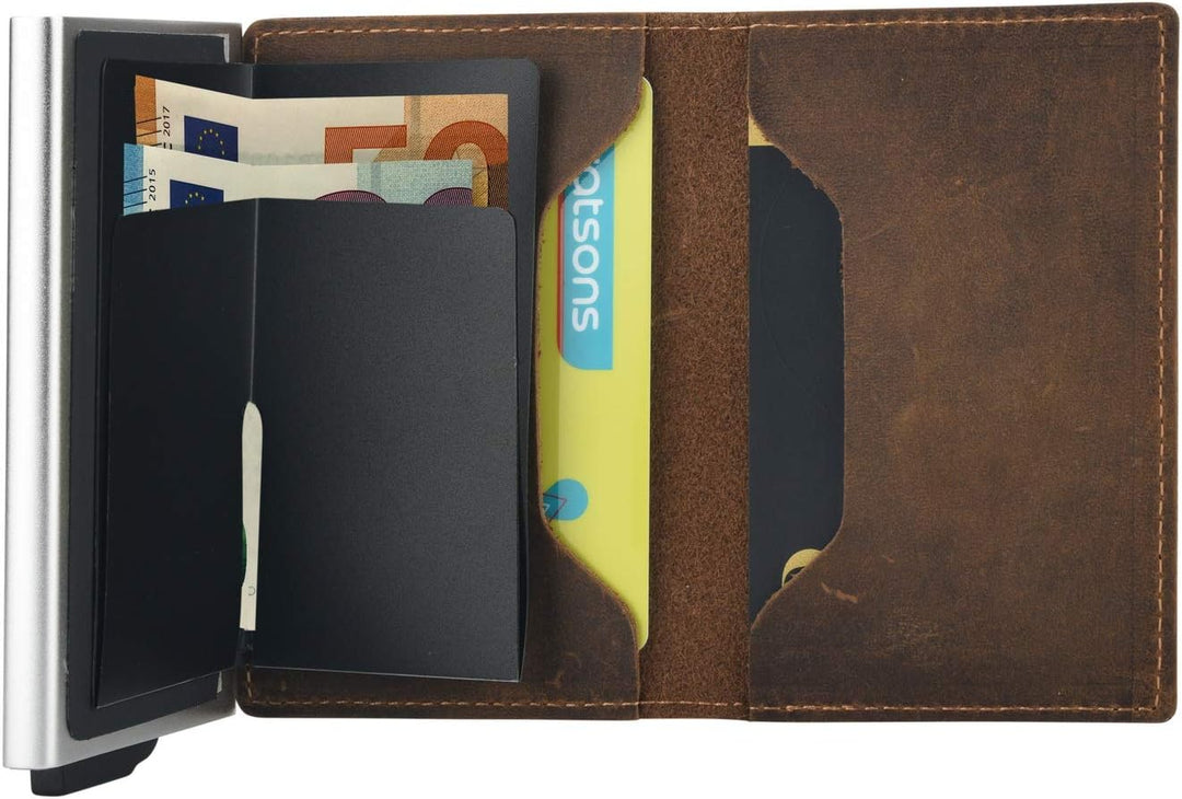 Premium Herren Portmonee RFID Schutz Kartenetui Business Geldbörse feinstes A++ Echtleder mogdi Nano