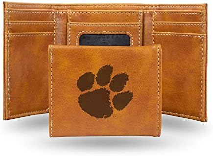 NCAA Rico Industries Laser Engraved Trifold Laser Engraved Tri-Fold Wallet - Men's Accessory Clemson
