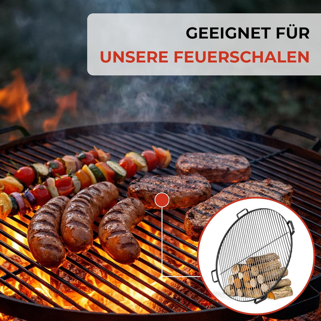 Grillrost Grillgitter Ø80cm für Schwenkgrill aus Rohstahl mit 4 Tragegriffen Grillen Grill von CookK