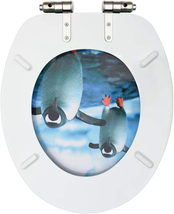 Toilettendeckel Toilettensitz mit Soft-Close-Deckel MDF Pinguin-Design Wc Sitz mit Absenkautomatik T