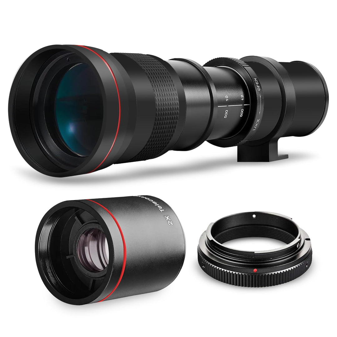 Teleobjektiv für Nikon D500, D600, D610, D700, D750, D800e, D810, D810a, D850, D3400, D5000, D5100,