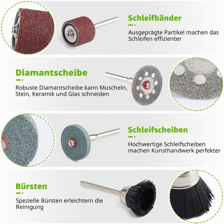Huepar Tools Multifunktionswerkzeug Zubehör Set Drehwerkzeug 510 tlg. Universal Mehrzweck Zubehörset