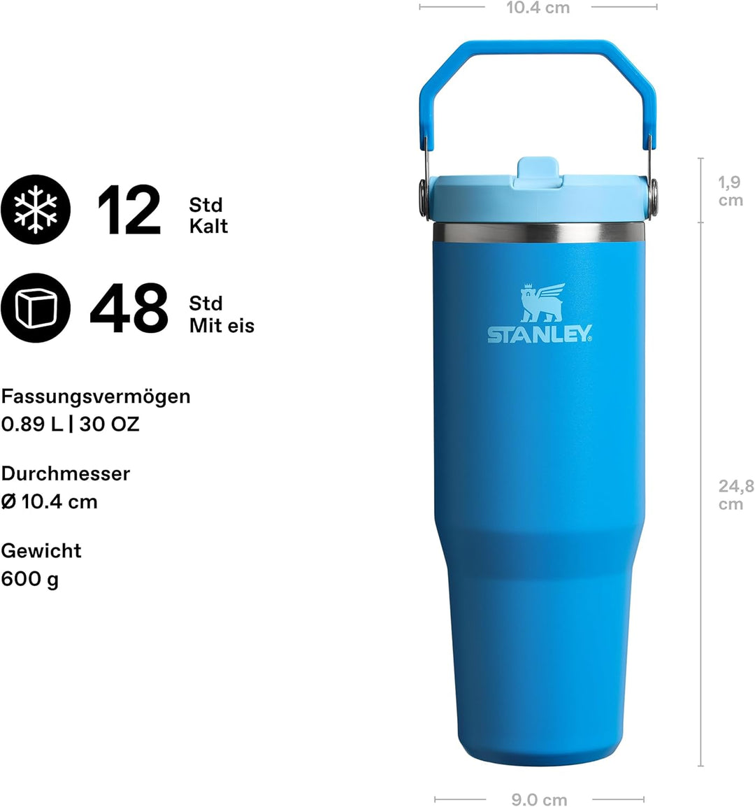 Stanley IceFlow Flip Straw Trinkflasche mit Strohhalm 0.89L - Thermosflasche Hält 12+ Stunden Kalt -