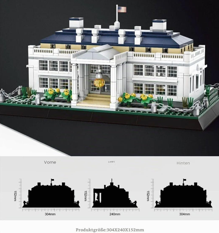 Wange Weisses Haus Washington Architektur-Modell, zur Montage mit mit Bausteinen Weisses Haus, Weiss