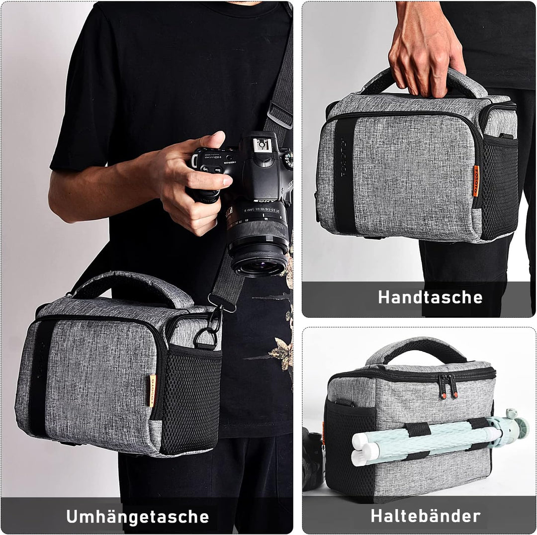 FOSOTO Kameratasche Schultertasche für SLR-Kamera und Zubehör Kompatibel mit Nikon D3500 D5600 D610