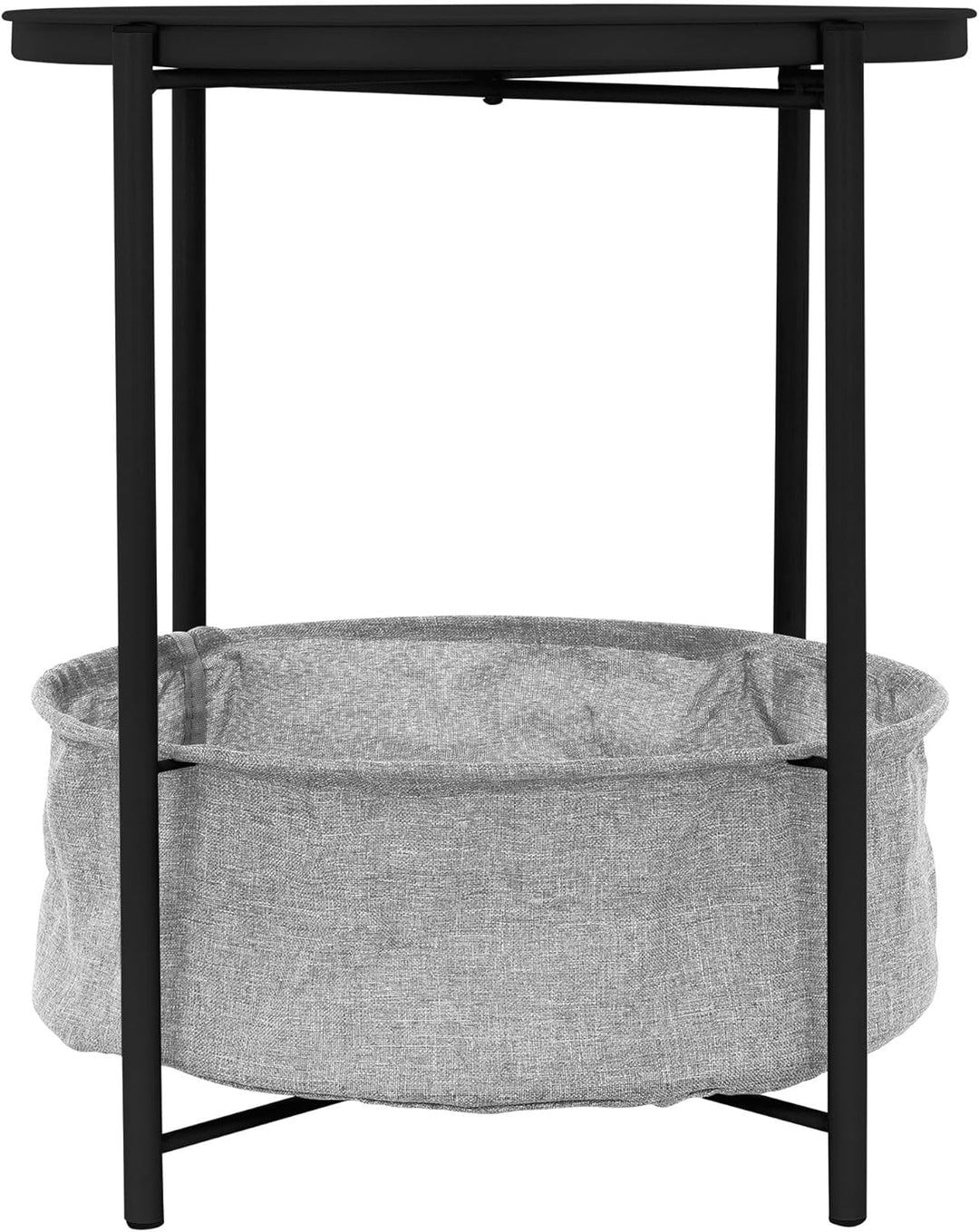 ML-Design Beistelltisch rund Ø46xH51 cm Schwarz, aus Metall, Couchtisch mit Stoffkorb &amp; abnehmbarer