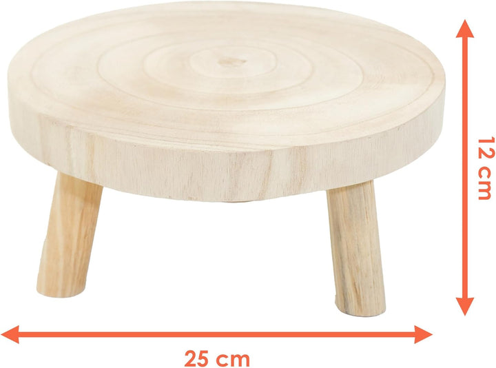 Spetebo Baumscheibe Pflanzenständer natur rund - 25 cm / gross - Holz Blumenhocker mit 3 Füssen - Pf