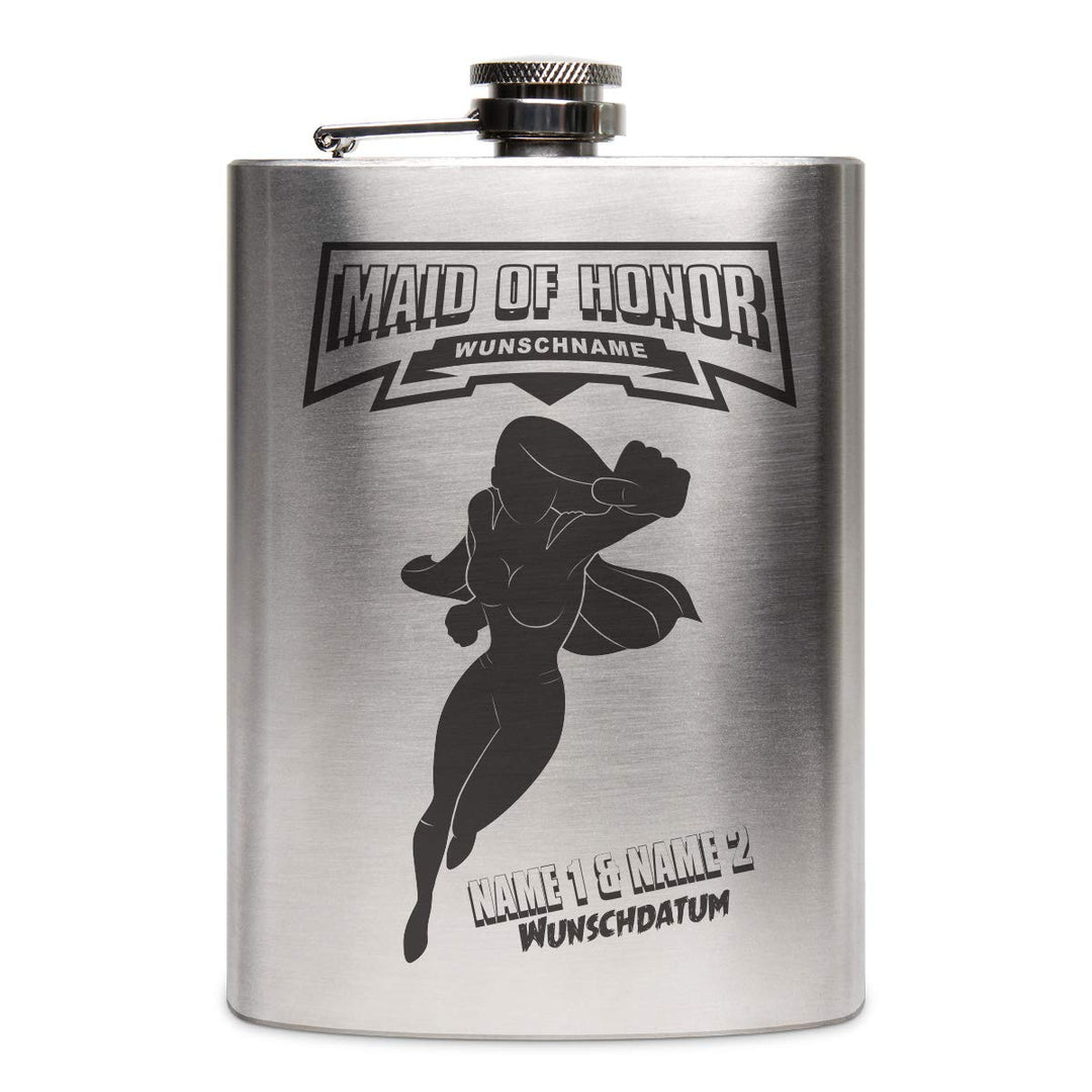 Flachmann Edelstahl 237 ml 8 oz individuelle Gravur Geschenk - Maid of Honor, Maid Of Honor