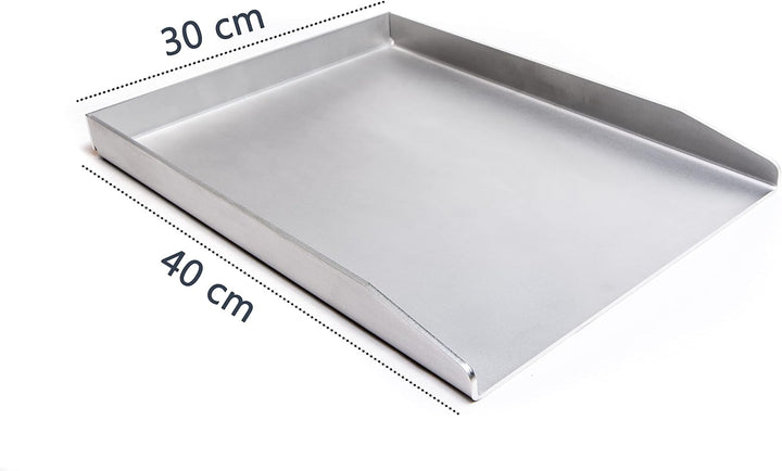 Edelstahl Grillplatte, Plancha, Grillpfanne BBQ massiv 30 cm x 40 cm x 3,5 cm aus 4mm starken Edelst