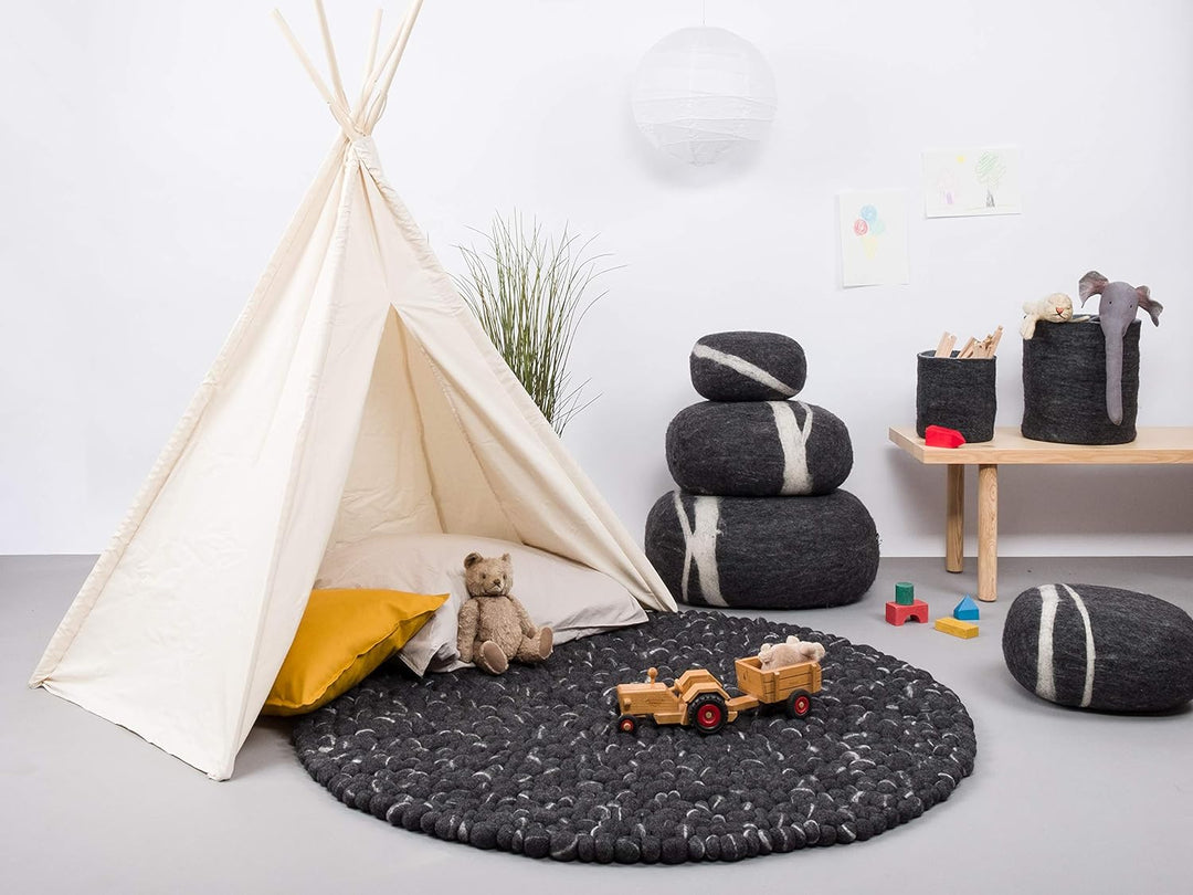 myfelt Kurt Filzkugelteppich — Ø 70 cm, ideal für Schlaf-, Wohn-, Kinderzimmer, Flur & Bad 70cm Ø An