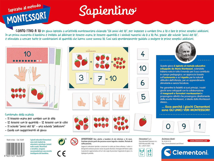 Clementoni 16269 Montessori – Konto bis 10 – Lernspiel, hergestellt in Italien, 3 Jahre +, M, Konto