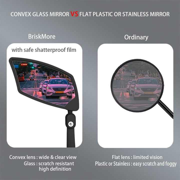 BriskMore Bar End Fahrradspiegel, High-Definition konvexe kratzfeste Glaslinse E-Bike Spiegel A: Sil