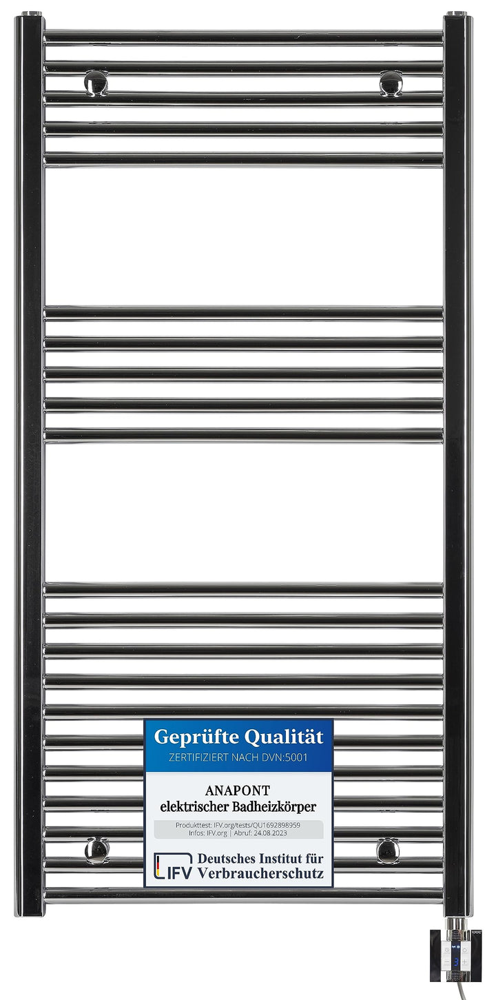 anapont elektrischer Badheizkörper - gerade - Chrom - Timer-Funktion - Handtuchheizkörper - Badheizu