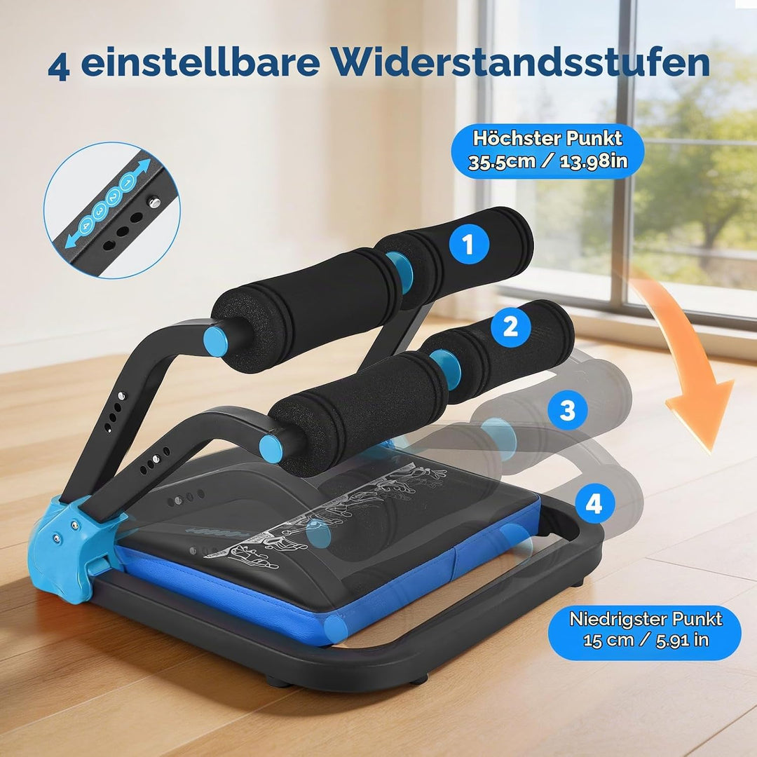 Bauchtrainer für Zuhause 4 Widerstandsstufen – Ganzkörper Core-Trainer für Zuhause, 150 kg belastbar