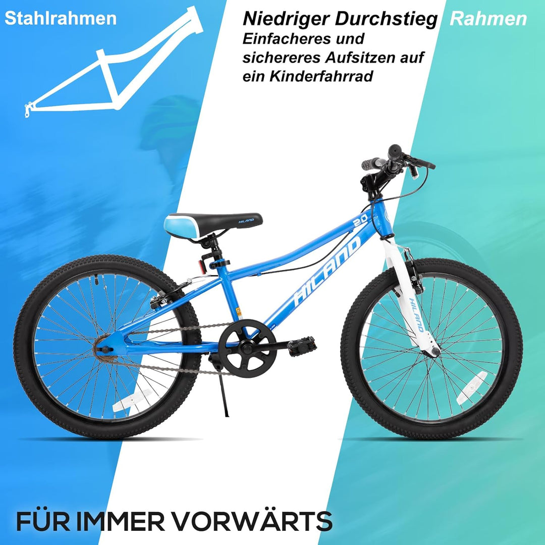 Hiland Climber 20/24 Zoll Kinderfahrrad Kinder MTB Mountainbike Jugend Mädchen mit Federgabel Shiman