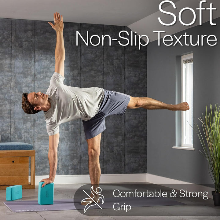 Core Balance Yoga Blocks im Doppelpack & GRATIS Yoga-Gurt, 2 STK. Eva Schaumstoff-Blöcke, robust & l