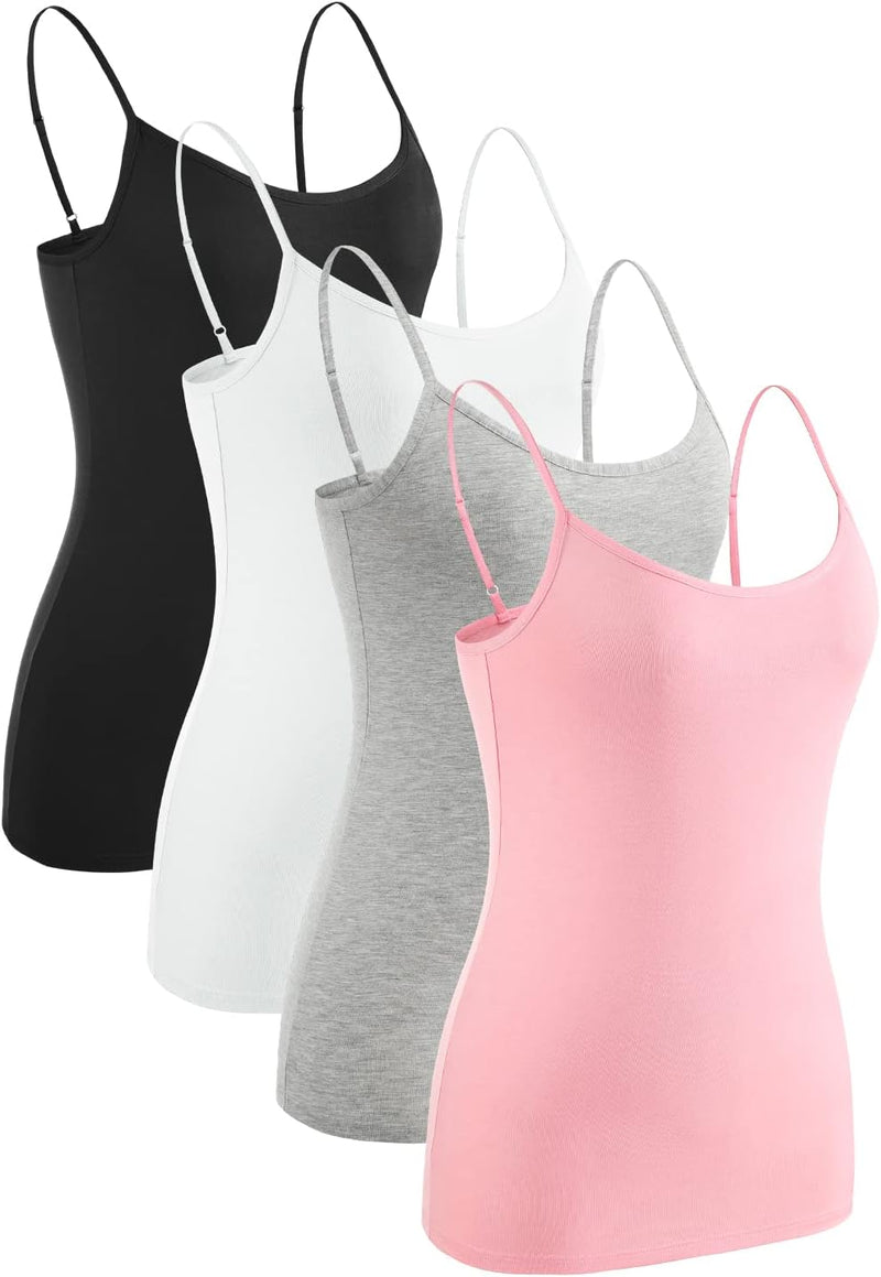 Ymmchy Damen Unterhemden Leibchen Tank Tops Spaghettiträger Verstellbare 4-Pack S 4-pack Schwarz/Wei