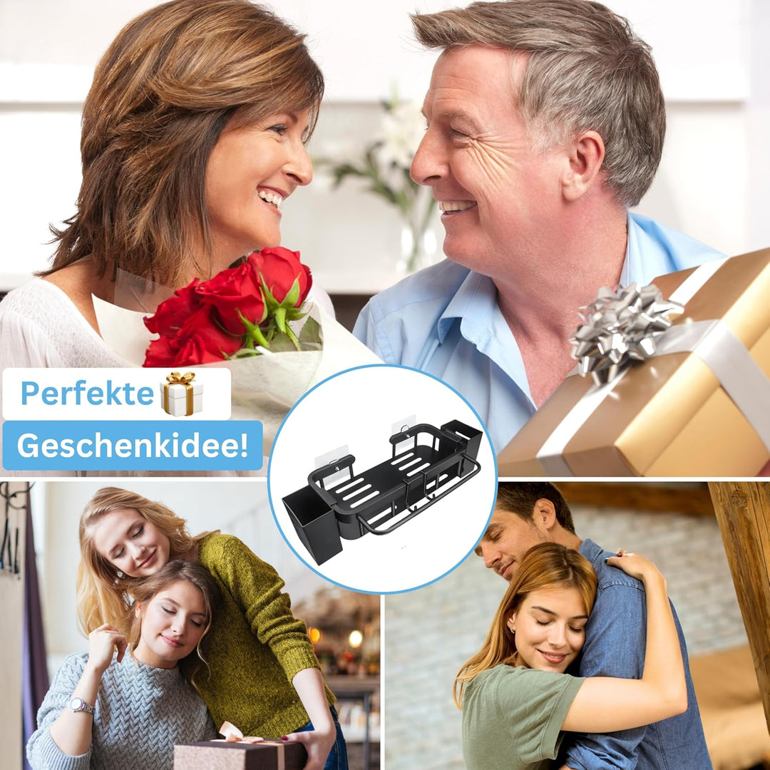 Küchen Spülbecken Organizer Schwarz Spülmittelspender Schwammhalter Küchenutensilienhalter Badezimme