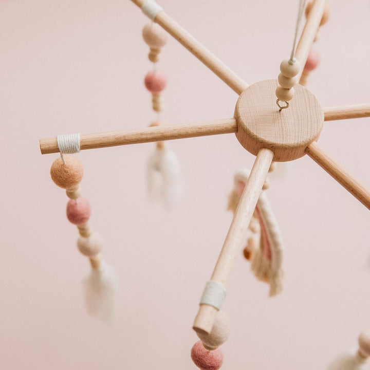 let's make Mobile Baby für Babybett Boho Regenbogen Holz Windspiel Mobile Wickeltisch Zubehör, Neuge