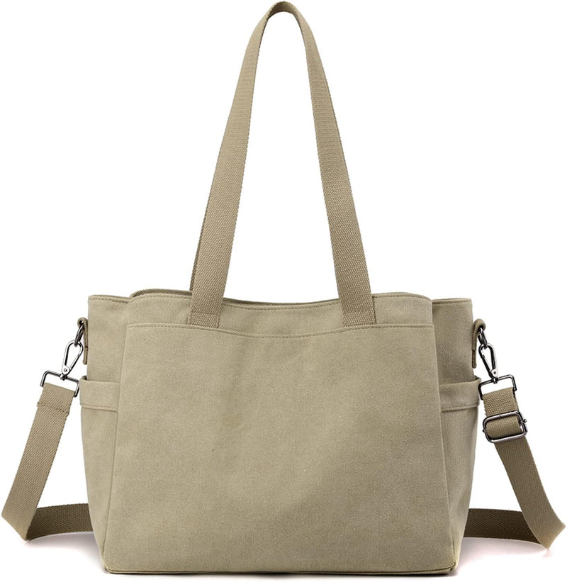 CORIOS Damen Schultertasche Canvas Handtasche Casual Tragetasche Grosse Kapazität Umhängetasche Mult