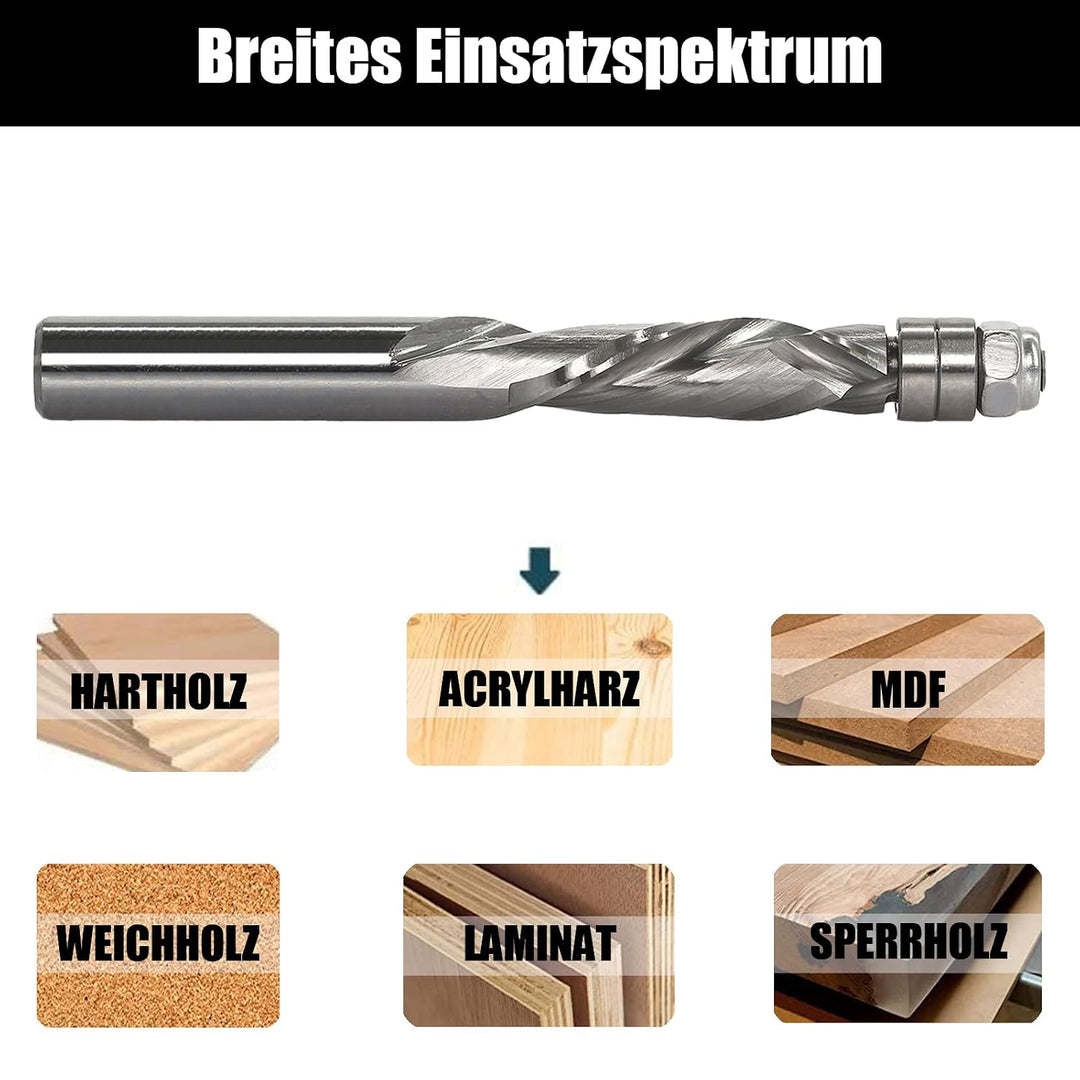 AKYLIN Spiral Bündigfräser 8mm Schaft，Up&amp;Down Kompressions Cut Spiralfräser für Oberfräse，8 mm Schni