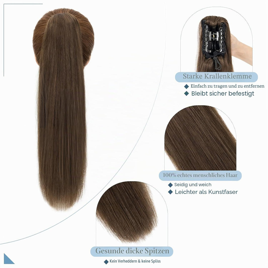 SEGO Ponytail Extension Echthaar Pferdeschwanz Zopf Clip in Haarteil Haarverlängerung 100% Remy Haar