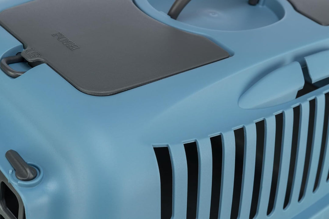 TRIXIE Transportbox Capri 2 – XS-S: 34 × 31 × 55 cm, grau/blau, Transportbox für Hunde bis 8 kg – Tr