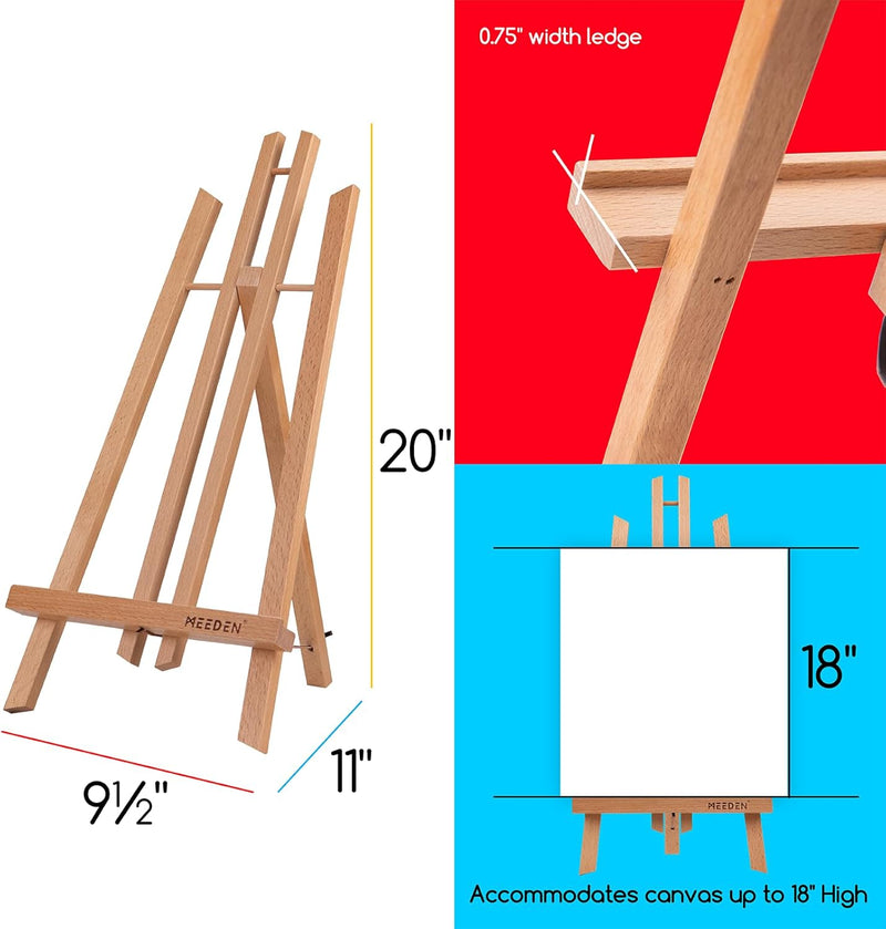 MEEDEN 12 Stück Tischstaffelei Holz, 50 cm Display Staffeleien, Kinder Staffelei Tisch, Bild Ständer