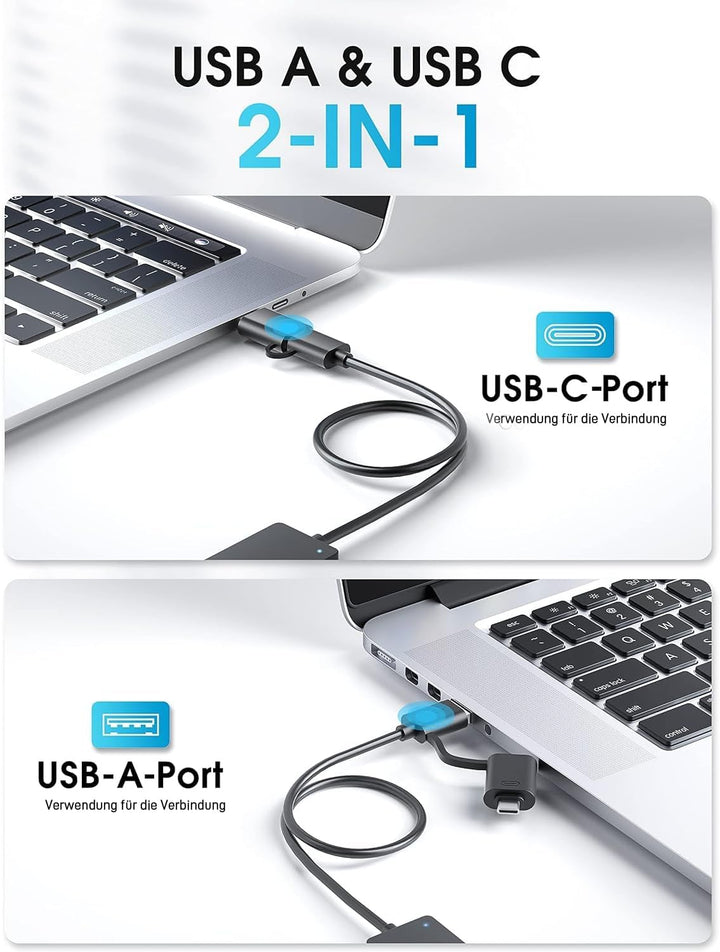 BYEASY USB HUB mit USB-C Stecker, USB C+A zu USB 3.0, Ultra Slim Multiport 4 Ports USB 3.0 Adapter f