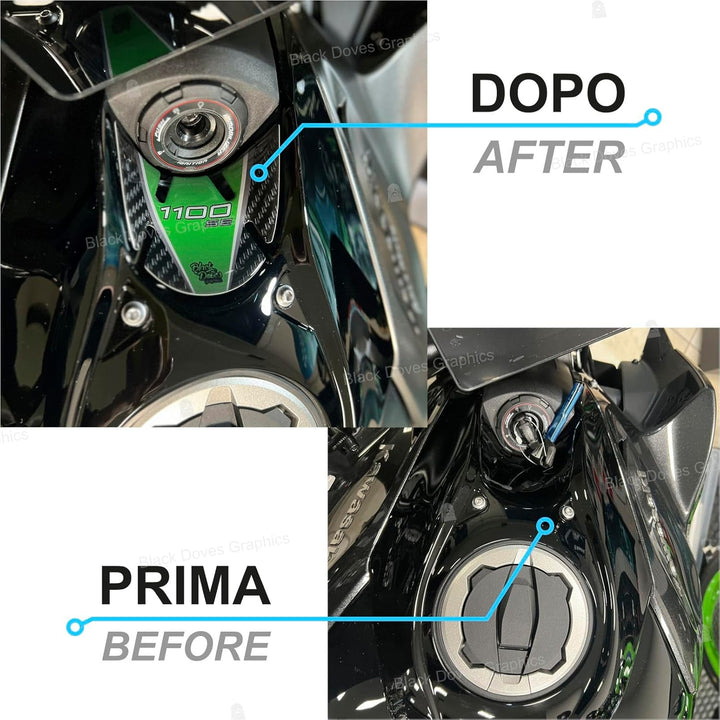 Black Doves Graphics – 3D Kunstharz-Aufkleber, kompatibel mit Kawasaki Z1100 SE 2026 (GY1) | Hergest