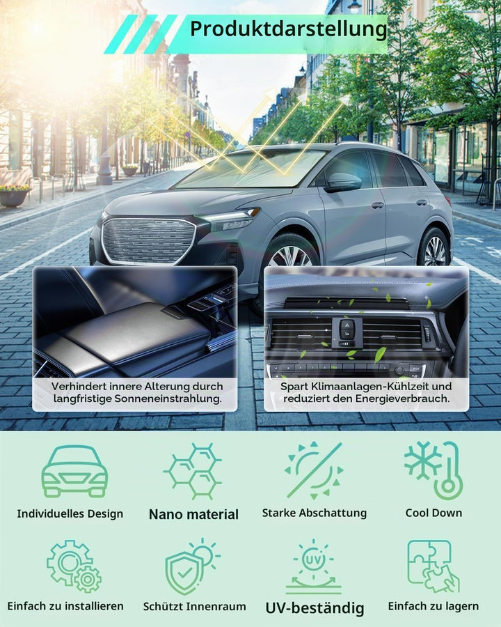 [Upgrade] GAFAT Kompatibel mit Audi Q4 e-tron EV Electric 2021-2025 2026 Sonnenschutz Frontscheibe I