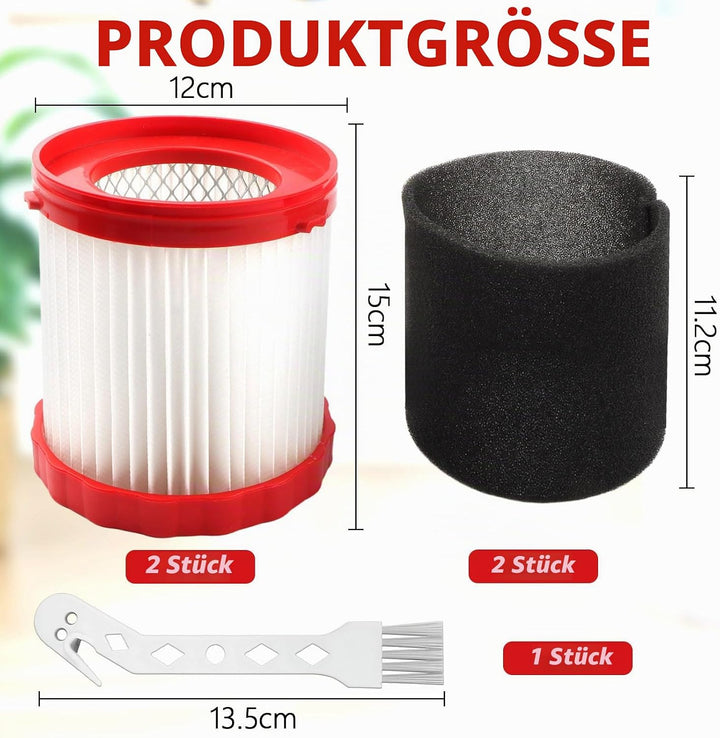 2 Stück Ersatzfilter passend für Bosch 18 V Nass-/Trockensauger für GAS18V-3/GAS18V-10L VF320H Profe