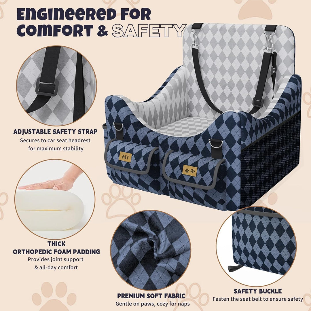 Hundeautositz Hundesitz Kleine Hunde- und Mittelhunde bis 16 kg (35 lbs), Hundebooster mit Memory-Sc