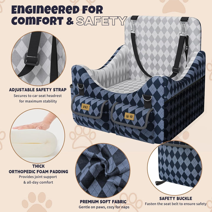 Hundeautositz Hundesitz Kleine Hunde- und Mittelhunde bis 16 kg (35 lbs), Hundebooster mit Memory-Sc