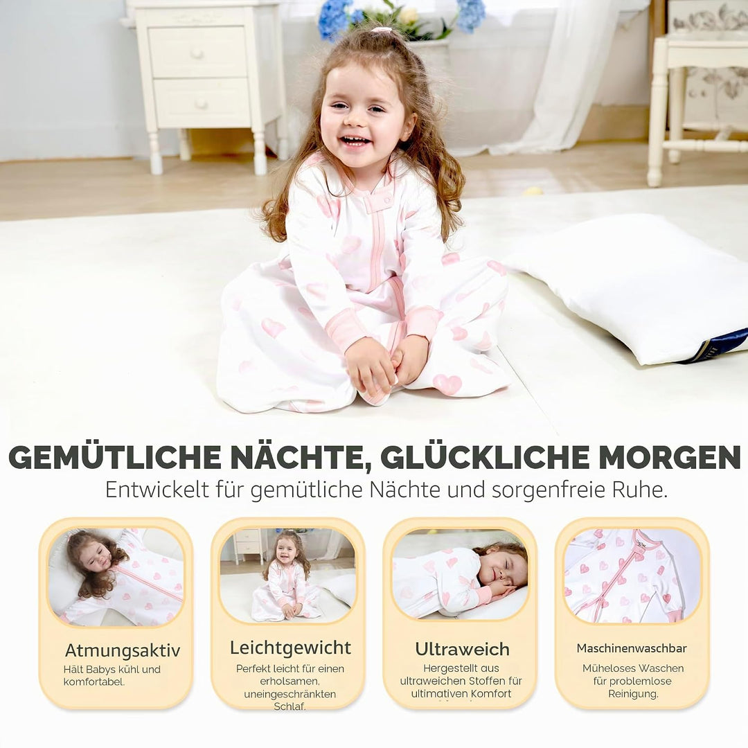 Mama Cheetah Baby Schlafsack, Bio-Baumwolle, Tragbare Babydecke, Schlafsack mit 2-Wege-Reissverschlu
