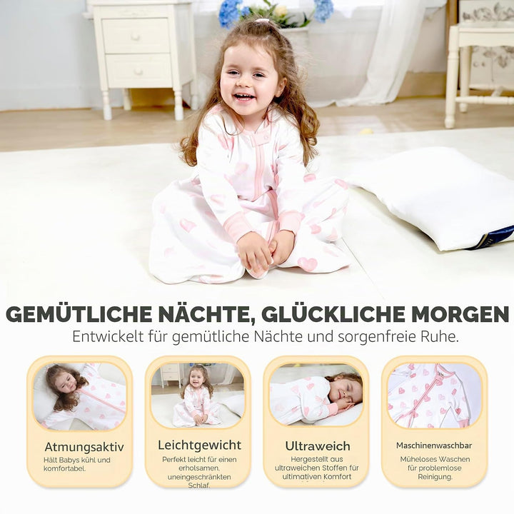 Mama Cheetah Baby Schlafsack, Bio-Baumwolle, Tragbare Babydecke, Schlafsack mit 2-Wege-Reissverschlu