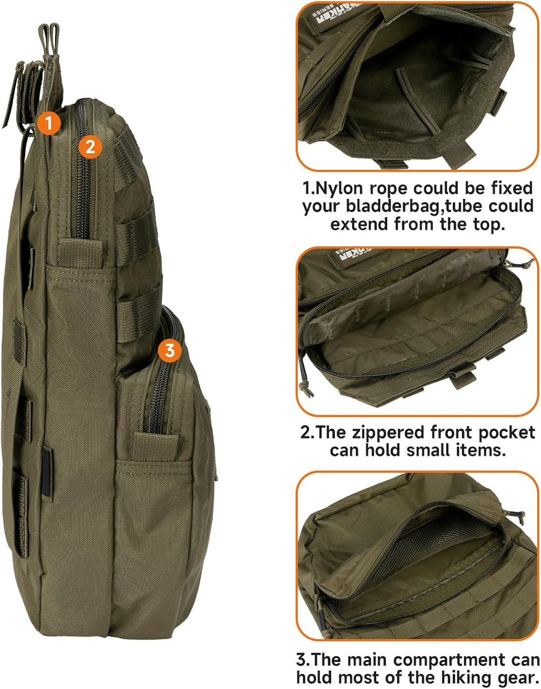 EXCELLENT ELITE SPANKER Taktisch MOLLE Trinkrucksack für 3L Trinkwasserblase Molle Westenzubehör Tri