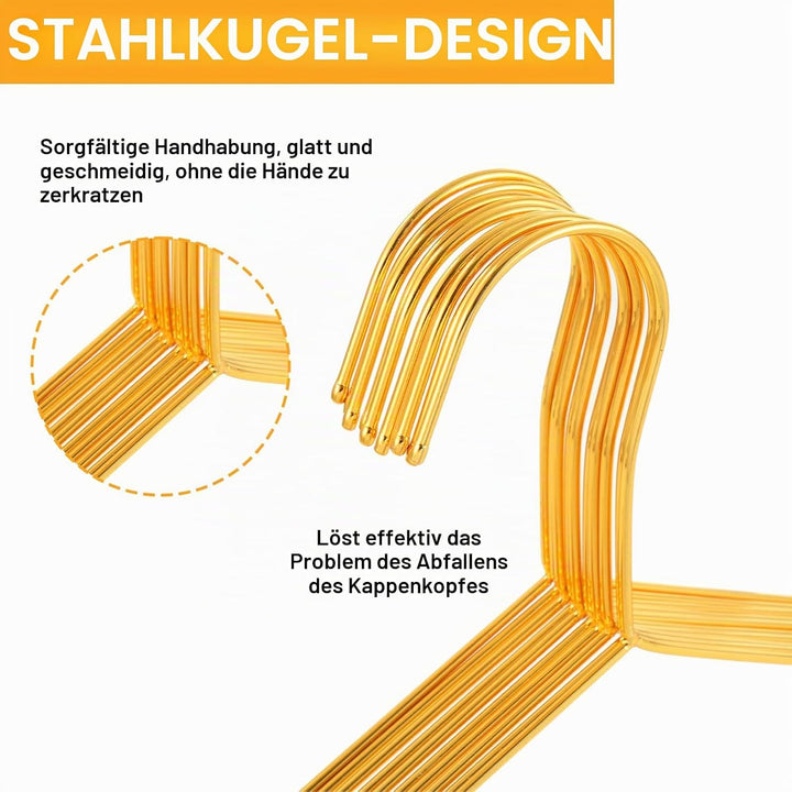 YEXEXINM 30er-Pack Goldene Metallbügel, 42cm Edelstahl Kleiderbügel mit Kugelspitzen, 3,0mm Dicke Ro