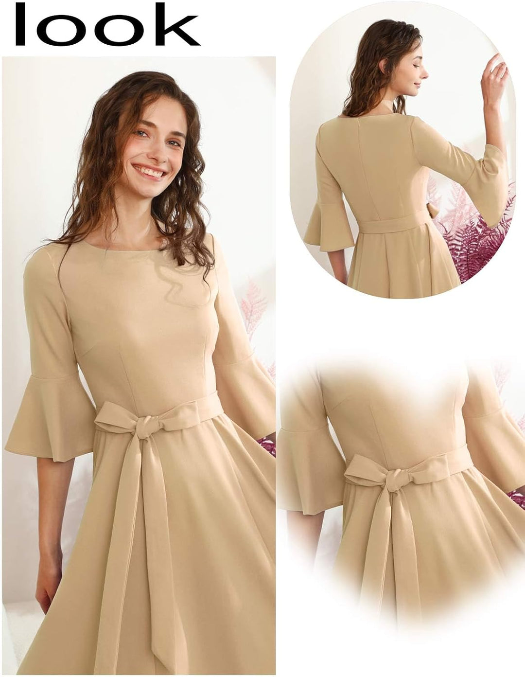 Homrain Damen Glitzerkleider für Hochzeitsgäste Glockenärmel Paillettenkleider für Frauen Cocktail P