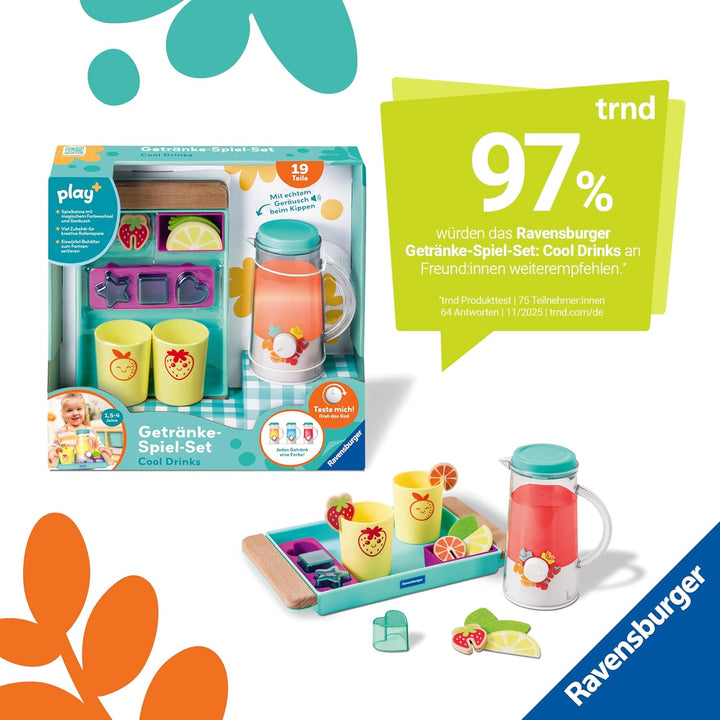 Ravensburger 12034066 Play+ Getränke-Spiel-Set: Cool Drinks, Pretend Play Set, Spielzeug ab 18 Monat