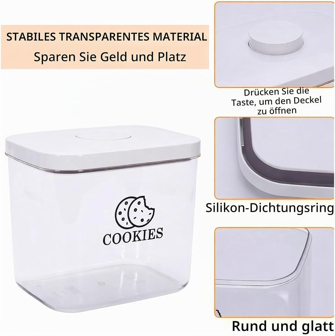 Keksdose mit Luftdichtem Deckel, BPA-freier Kunststoff Vorratsbehälter für Kekse, Brot, Bagels und D