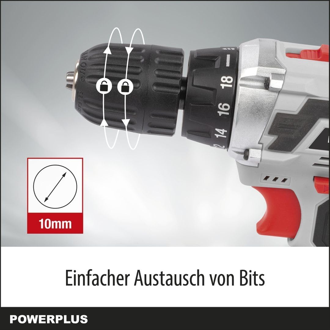 Powerplus Akkuschrauber & Akkubohrer POWC1061 - Akku Schraubendreher 16V, Inkl. 1 x 1,3Ah Akku und L