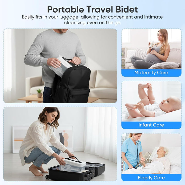 Elektrisches Reise Bidet 2.3L, Electric Bidet Mobiles Portable Bidet mit 1.2M Schlauch, Tragbar für