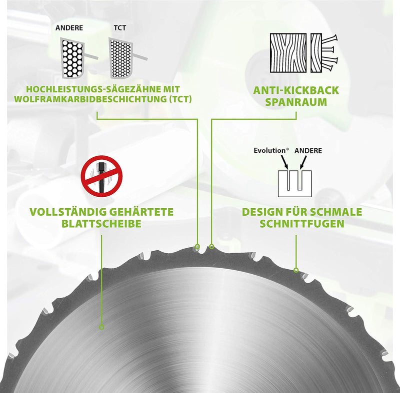 Evolution Elektrowerkzeuge - FURY Mehrzweck-Sageblatt mit Wolframkarbidbeschichtung, 255 mm Mehrzwec