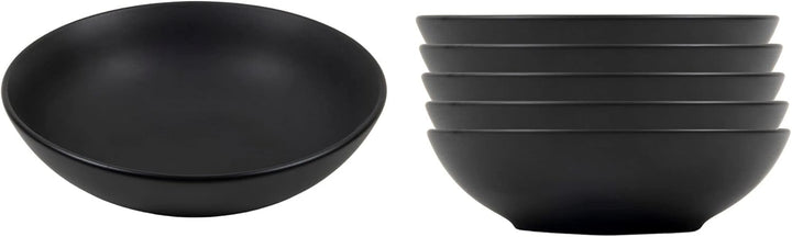 Suppenteller Ø 20 cm schwarz matt - 6er Set - Tiefe Teller für Suppe Pasta Salat Müsli - Porzellan G
