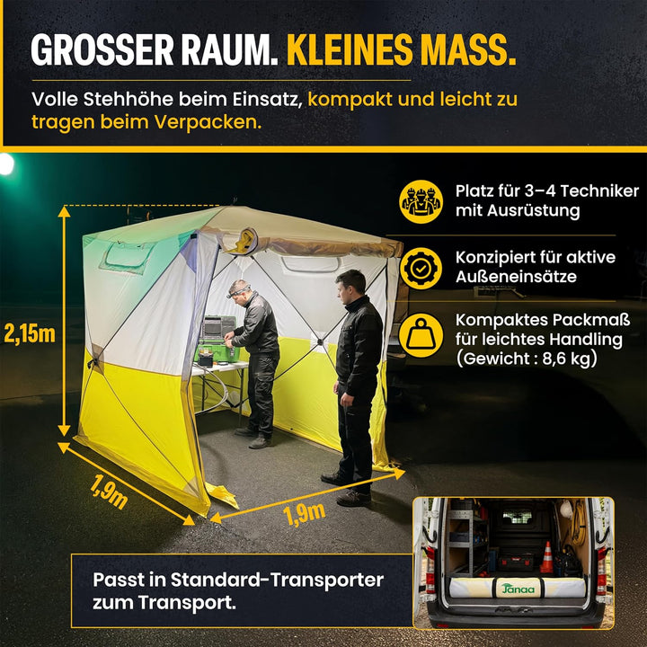 JAX3 Professionelles Arbeitszelt, Pop-Up, UV50+, 1,8 x 1,8 x 2,5 m, sofortiger schneller und einfach